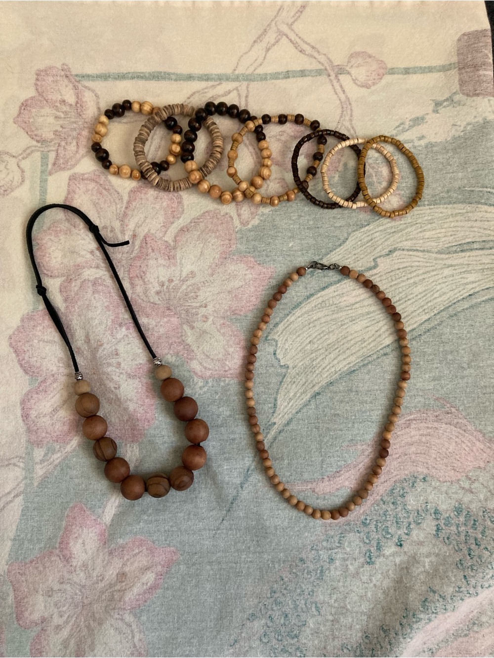Handmade Wood Bead Bracelet & Necklace set - Natural Brown - Picture 3 of 14